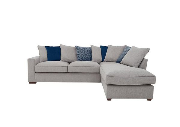 Cory Fabric Right Hand Facing Corner Chaise Scatter Back Sofa Bed Dallas Silver Blue Pack