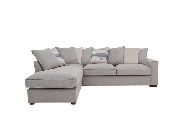 Cory Fabric Left Hand Facing Corner Chaise Scatter Back Sofa Bed Dallas Silver Cream Pack