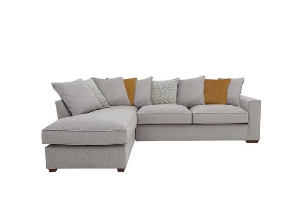 Cory Fabric Left Hand Facing Corner Chaise Scatter Back Sofa Bed   Dallas Silver  Mustard Pack