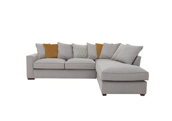 Cory Fabric Right Hand Facing Corner Chaise Scatter Back Sofa Bed Dallas Silver Mustard Pack