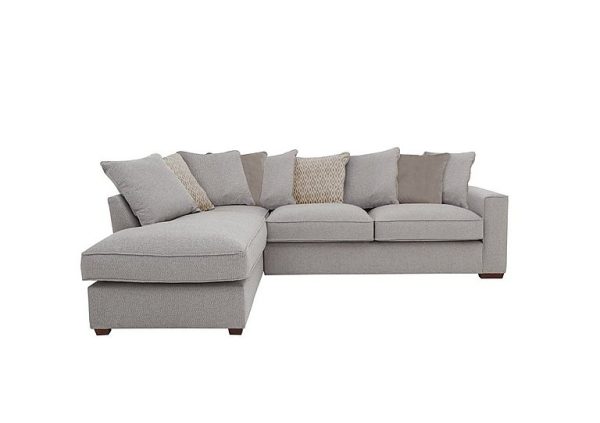 Cory Fabric Left Hand Facing Corner Chaise Scatter Back Sofa Bed Dallas Silver Stone Pack