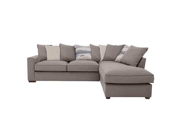 Cory Fabric Right Hand Facing Corner Chaise Scatter Back Sofa Bed Dallas Taupe Cream Pack