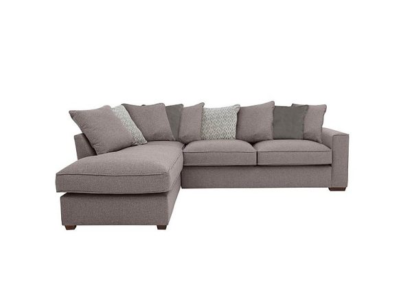 Cory Fabric Left Hand Facing Corner Chaise Scatter Back Sofa Bed Dallas Taupe Grey Pack