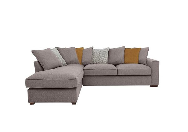 Cory Fabric Left Hand Facing Corner Chaise Scatter Back Sofa Bed Dallas Taupe Mustard Pack