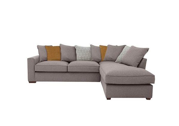 Cory Fabric Right Hand Facing Corner Chaise Scatter Back Sofa Bed Dallas Taupe Mustard Pack