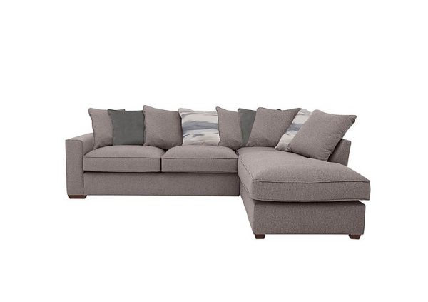 Cory Fabric Right Hand Facing Corner Chaise Scatter Back Sofa Bed Dallas Taupe Slate Pack