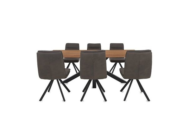 Bodahl Njord Raw Edge Dining Table with Metal Star Base and 6 Chairs 220 cm Oiled