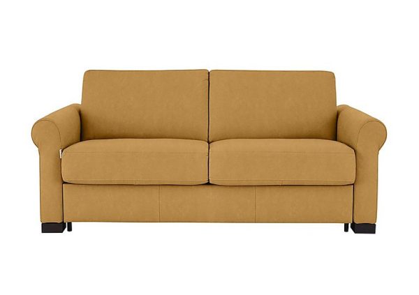 Nicoletti Alcova 25 Seater Fabric Sofa Bed with Scroll Arms Flambe Ocre