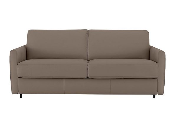 Nicoletti Alcova 2 Seater Leather Sofa Bed with Box Arms Botero Taupe