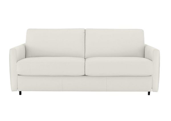 Nicoletti Alcova 2 Seater Leather Sofa Bed with Box Arms Dali Bianco