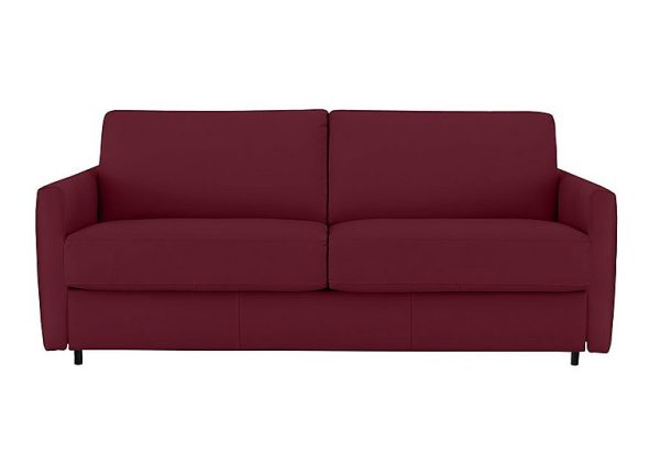 Nicoletti Alcova 2 Seater Leather Sofa Bed with Box Arms Dali Bordeaux