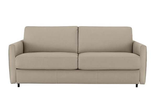 Nicoletti Alcova 2 Seater Leather Sofa Bed with Box Arms Torello Fango