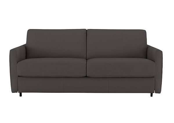 Nicoletti Alcova 2 Seater Leather Sofa Bed with Box Arms Torello Grigio Scuro