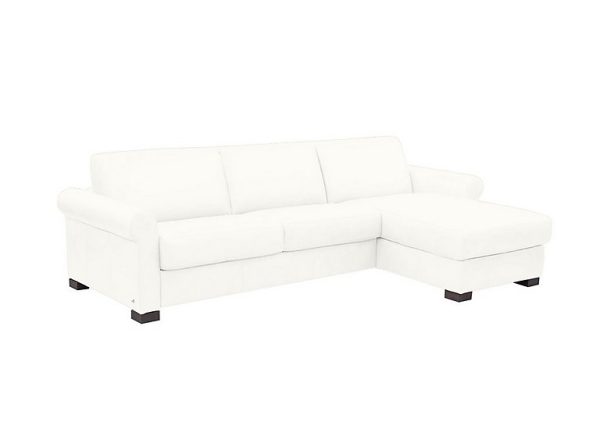 Nicoletti Alcova 3 Seater Leather Sofa Bed and Storage Right Hand Facing Chaise with Scroll Arms Botero Bianco