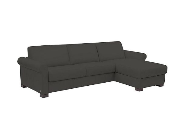 Nicoletti   Alcova 3 Seater Leather Sofa Bed and Storage Right Hand Facing Chaise with Scroll Arms   Dali Grigio