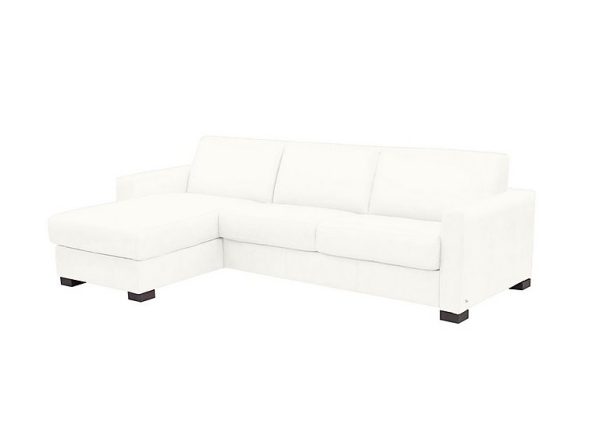 Nicoletti Alcova 3 Seater Leather Sofa Bed with Storage Left Hand Facing Chaise and Box Arms Botero Bianco