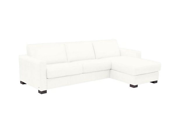 Nicoletti Alcova 3 Seater Leather Sofa Bed with Storage Right Hand Facing Chaise and Box Arms Botero Bianco