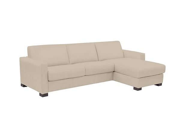 Nicoletti Alcova 3 Seater Leather Sofa Bed with Storage Right Hand Facing Chaise and Box Arms Botera Crema