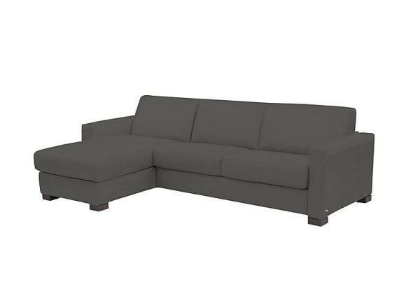 Nicoletti Alcova 3 Seater Leather Sofa Bed with Storage Left Hand Facing Chaise and Box Arms Botero Grigio