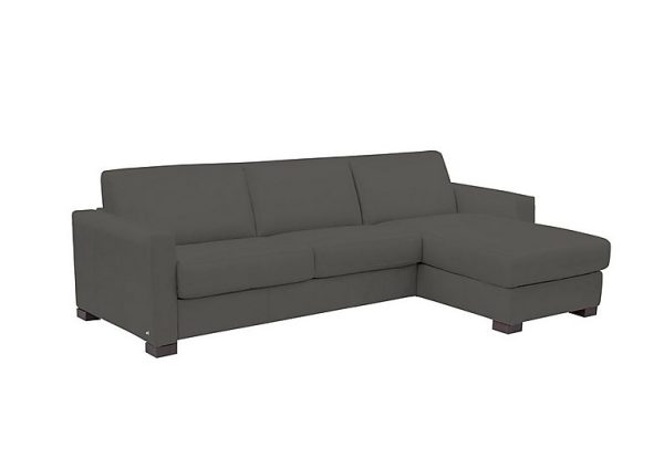 Nicoletti Alcova 3 Seater Leather Sofa Bed with Storage Right Hand Facing Chaise and Box Arms Botero Grigio