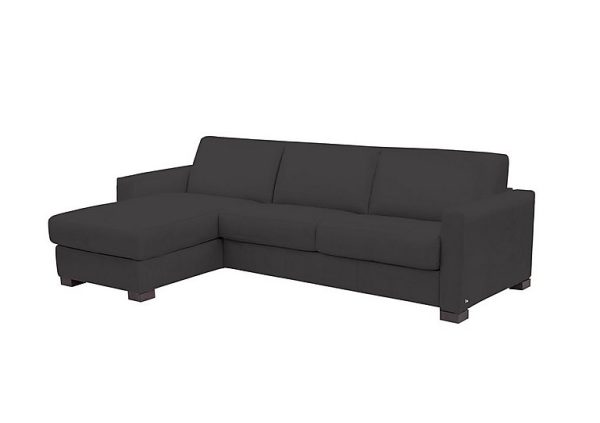 Nicoletti Alcova 3 Seater Leather Sofa Bed with Storage Left Hand Facing Chaise and Box Arms Botero Nero