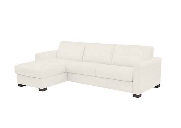 Nicoletti Alcova 3 Seater Leather Sofa Bed with Storage Left Hand Facing Chaise and Box Arms Dali Bianco