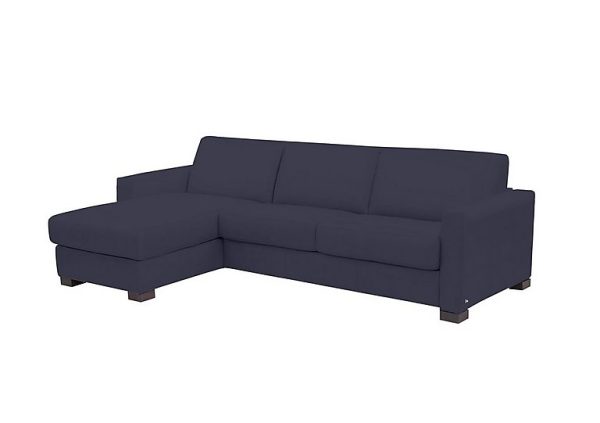 Nicoletti Alcova 3 Seater Leather Sofa Bed with Storage Left Hand Facing Chaise and Box Arms Dali Blu