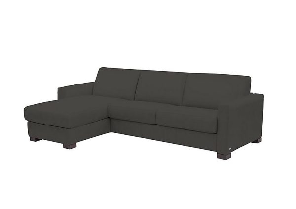 Nicoletti Alcova 3 Seater Leather Sofa Bed with Storage Left Hand Facing Chaise and Box Arms Dali Grigio