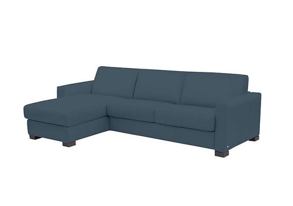 Nicoletti Alcova 3 Seater Leather Sofa Bed with Storage Left Hand Facing Chaise and Box Arms Dali Oceano