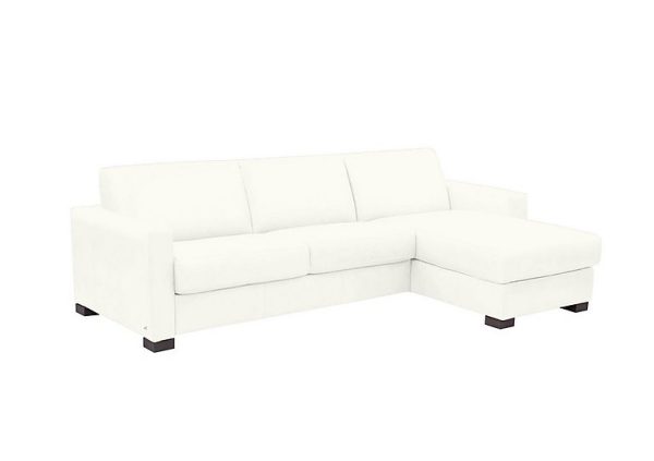 Nicoletti Alcova 3 Seater Leather Sofa Bed with Storage Right Hand Facing Chaise and Box Arms Torello Bianco Puro