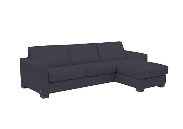 Nicoletti Alcova 3 Seater Leather Sofa Bed with Storage Right Hand Facing Chaise and Box Arms Torello Blu