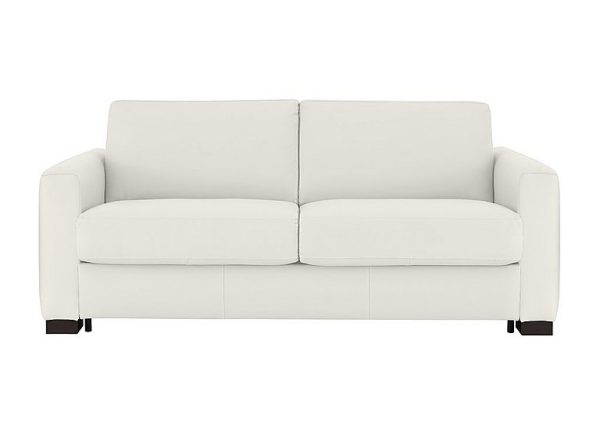 Nicoletti Alcova 3 Seater Leather Sofa Bed with Box Arms Dali Bianco