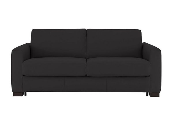 Nicoletti Alcova 3 Seater Leather Sofa Bed with Box Arms Dali Nero