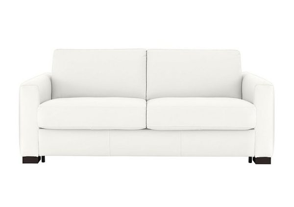 Nicoletti Alcova 3 Seater Leather Sofa Bed with Box Arms Torello Bianco Puro