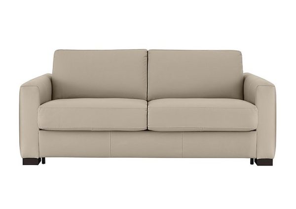 Nicoletti Alcova 3 Seater Leather Sofa Bed with Box Arms Torello Fango