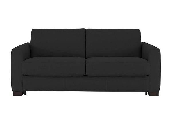 Nicoletti Alcova 3 Seater Leather Sofa Bed with Box Arms Torello Nero