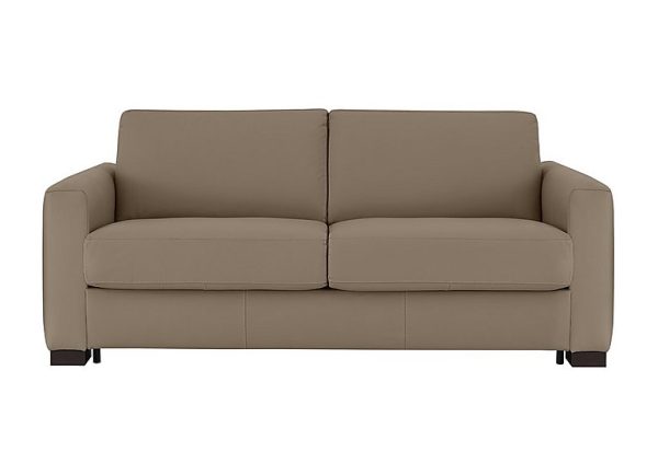 Nicoletti Alcova 3 Seater Leather Sofa Bed with Box Arms Torello Taupe