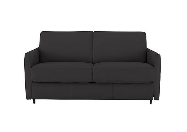 Nicoletti Alcova 2 Seater Leather Sofa Bed with Slim Arms Botero Nero