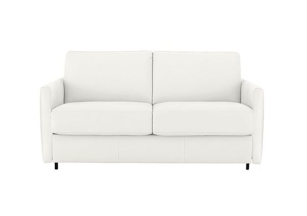 Nicoletti Alcova 2 Seater Leather Sofa Bed with Slim Arms Torello Bianco Puro