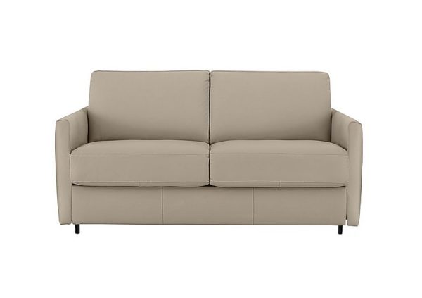 Nicoletti Alcova 2 Seater Leather Sofa Bed with Slim Arms Torello Fango