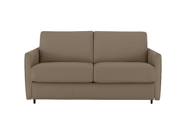 Nicoletti Alcova 2 Seater Leather Sofa Bed with Slim Arms Torello Taupe