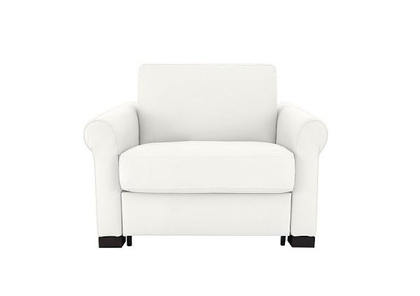 Nicoletti Alcova Leather Chair Sofa Bed with Box Arms Torello Bianco Puro