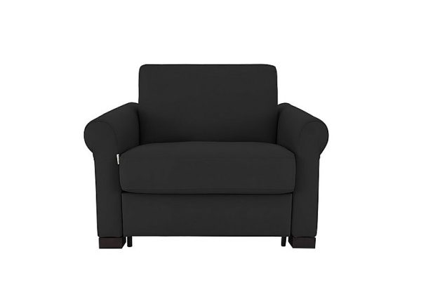 Nicoletti Alcova Leather Chair Sofa Bed with Scroll Arms Torello Nero