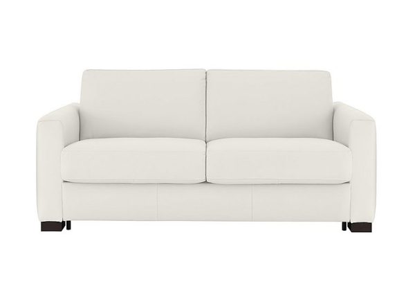 Nicoletti Alcova 25 Seater Leather Sofa Bed with Box Arms Dali Bianco