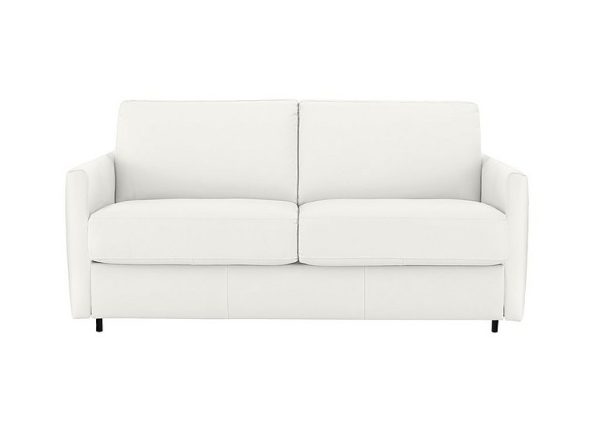 Nicoletti Alcova 25 Seater Leather Sofa Bed with Slim Arms Torello Bianco Puro