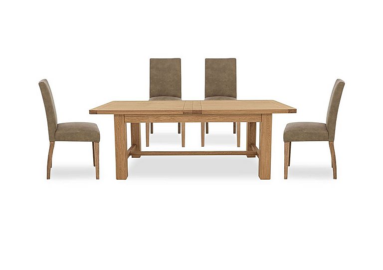 Augusta Large Rectangular Extending Dining Table and 4 Cowboy Upholstered Chairs Taupe