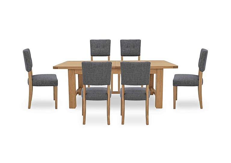 Augusta Large Rectangular Extending Dining Table and 6 Open Back Upholstered Chairs Anthracite