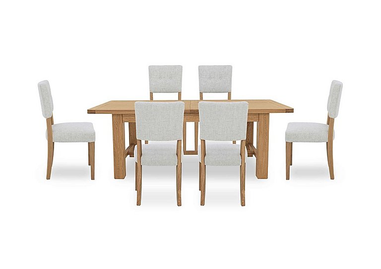 Augusta Large Rectangular Extending Dining Table and 6 Open Back Upholstered Chairs