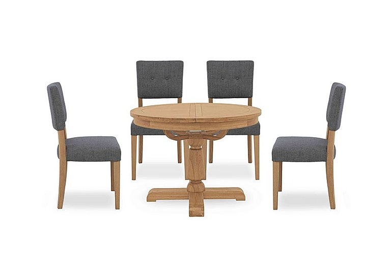 Augusta Round Extending Dining Table and 4 Open Back Upholstered Chairs Anthracite