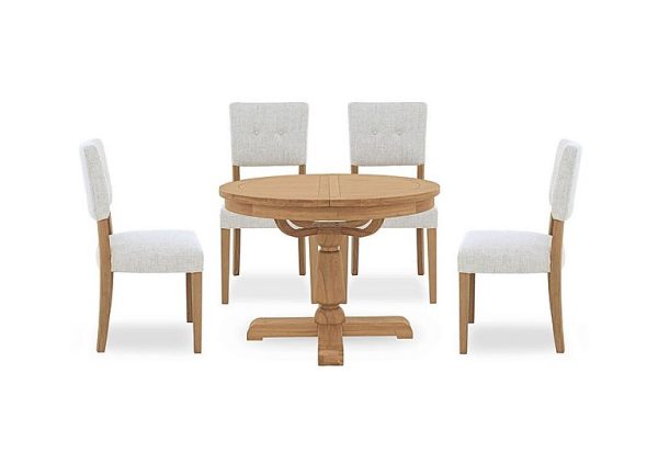 Augusta Round Extending Dining Table and 4 Open Back Upholstered Chairs